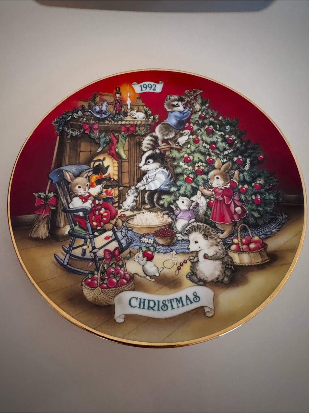 Vintage 1992 Avon Christmas Friends Woodland Animals 22K Gold Plate 8 Inch